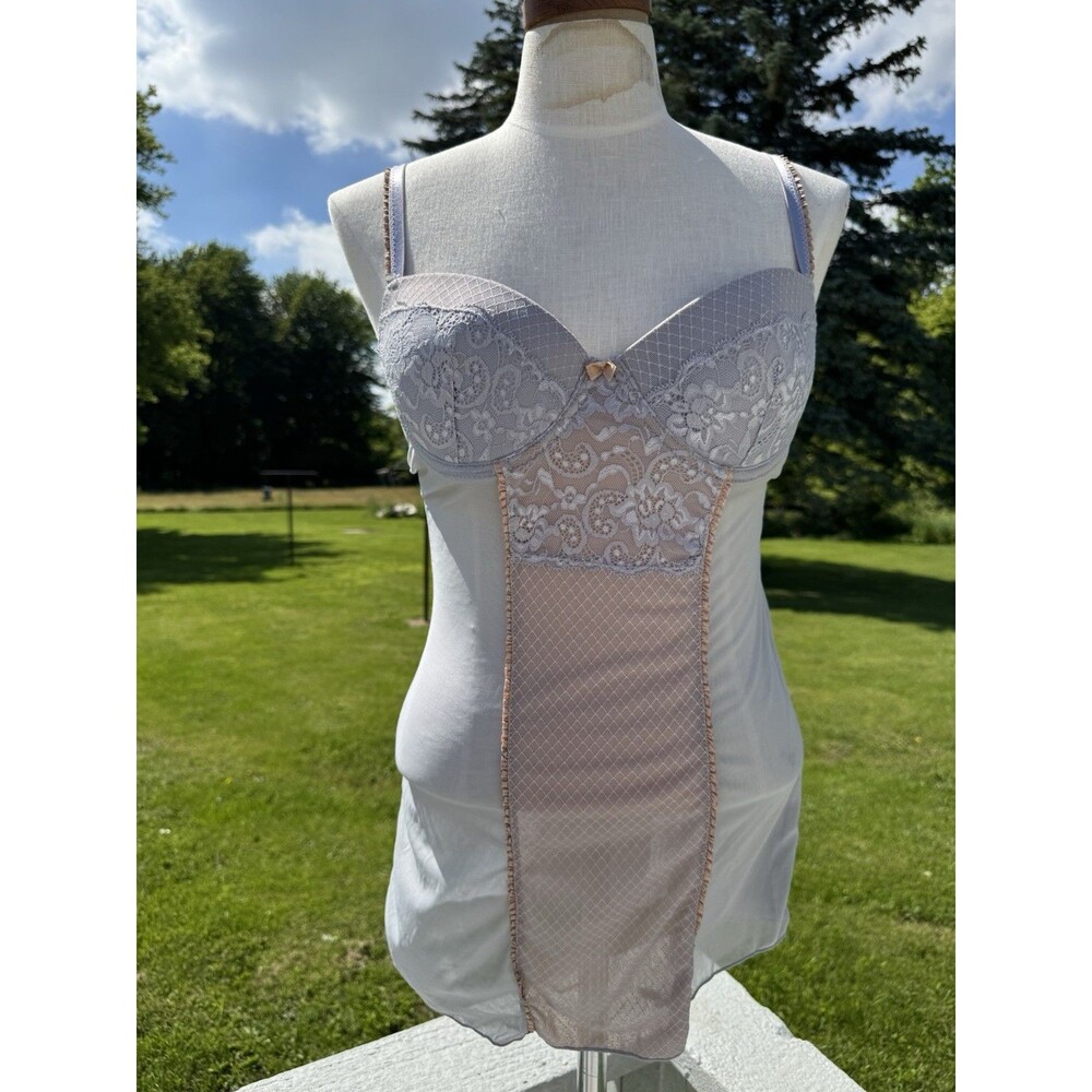 Corset Lingerie Lace Light Blue Gray Dress Essentials By A.B.S Coquette Medium